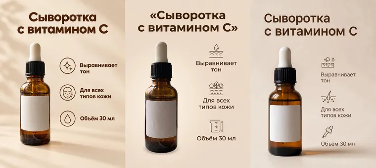 Trois versions du même visuel d’infographie pour un flacon de sérum : GPT Image 2.5, Nano Banana 2 et Seedream 5.0 Pro